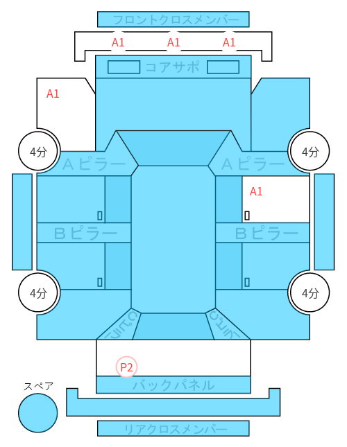 Body condition diagram (damage marks, Japanese labels)