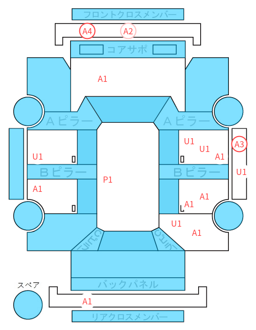 Body condition diagram (damage marks, Japanese labels)