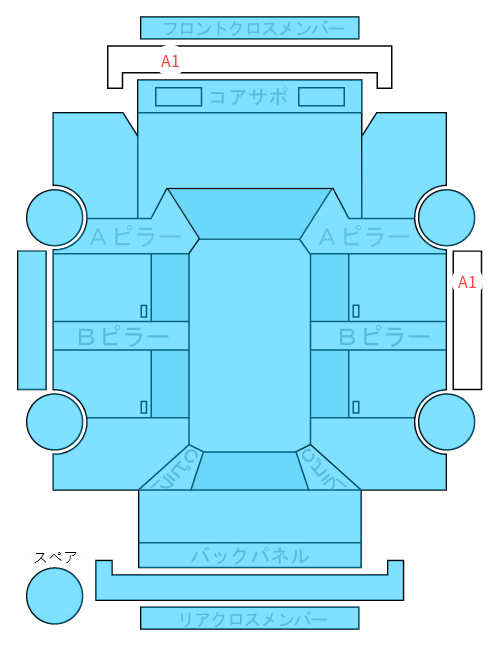 Body condition diagram (damage marks, Japanese labels)