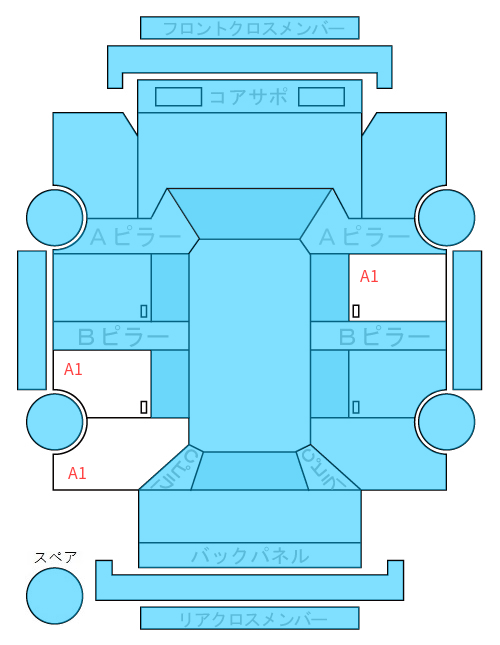 Body condition diagram (damage marks, Japanese labels)