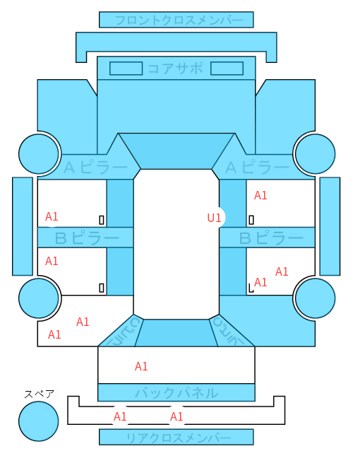 Body condition diagram (damage marks, Japanese labels)