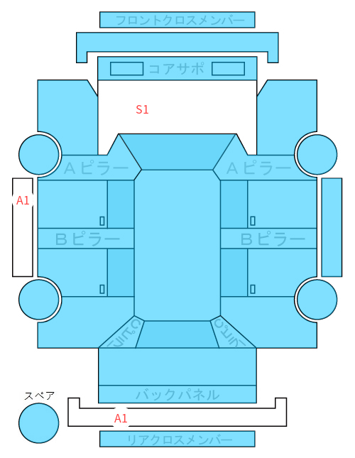 Body condition diagram (damage marks, Japanese labels)