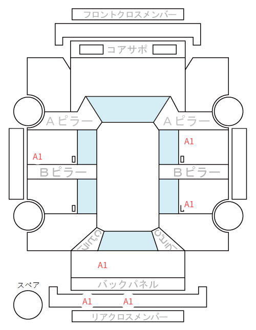 Body condition diagram (damage marks, Japanese labels)