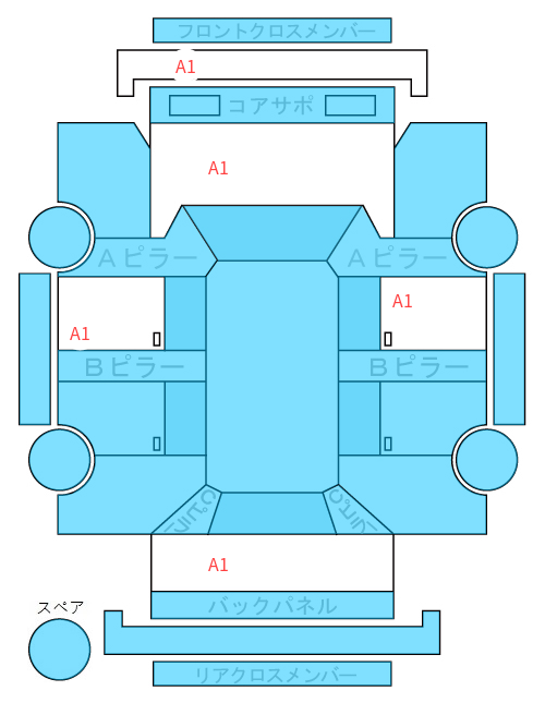 Body condition diagram (damage marks, Japanese labels)