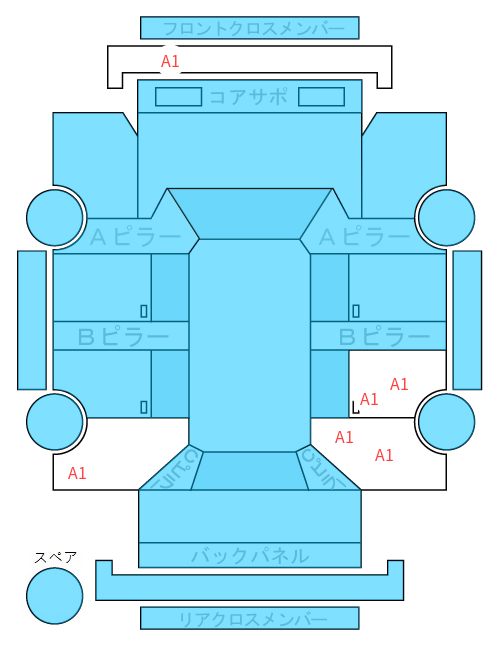 Body condition diagram (damage marks, Japanese labels)