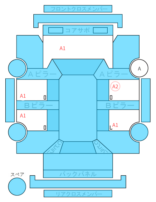 Body condition diagram (damage marks, Japanese labels)