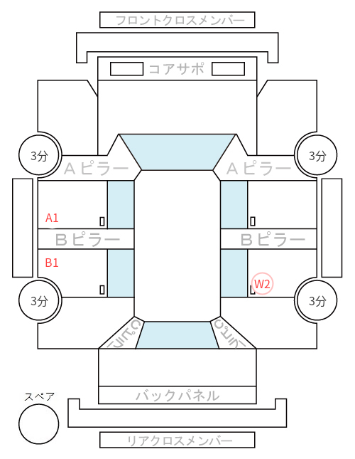Body condition diagram (damage marks, Japanese labels)
