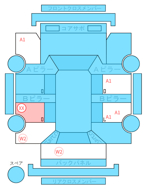 Body condition diagram (damage marks, Japanese labels)