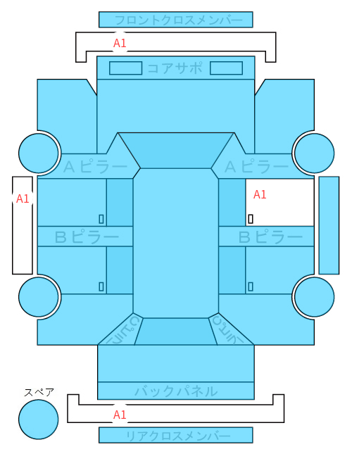 Body condition diagram (damage marks, Japanese labels)