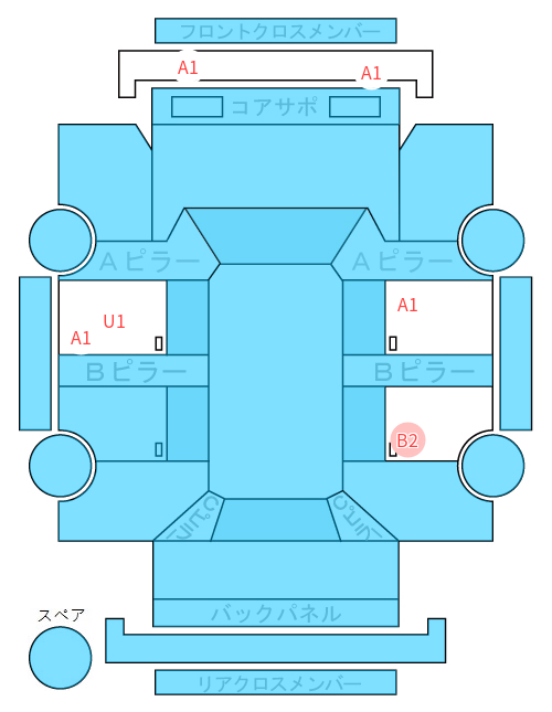 Body condition diagram (damage marks, Japanese labels)