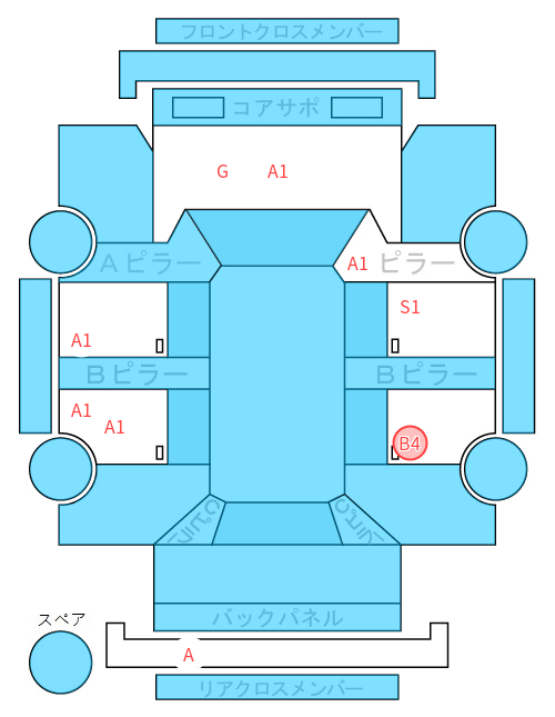 Body condition diagram (damage marks, Japanese labels)