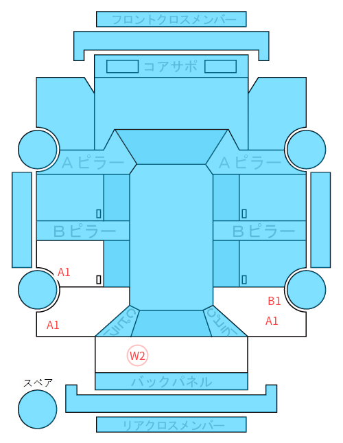 Body condition diagram (damage marks, Japanese labels)