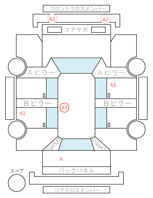 Body condition diagram (damage marks, Japanese labels)