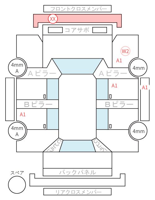Body condition diagram (damage marks, Japanese labels)