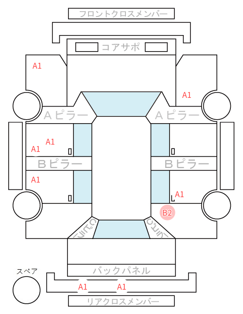 Body condition diagram (damage marks, Japanese labels)
