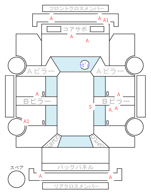 Body condition diagram (damage marks, Japanese labels)