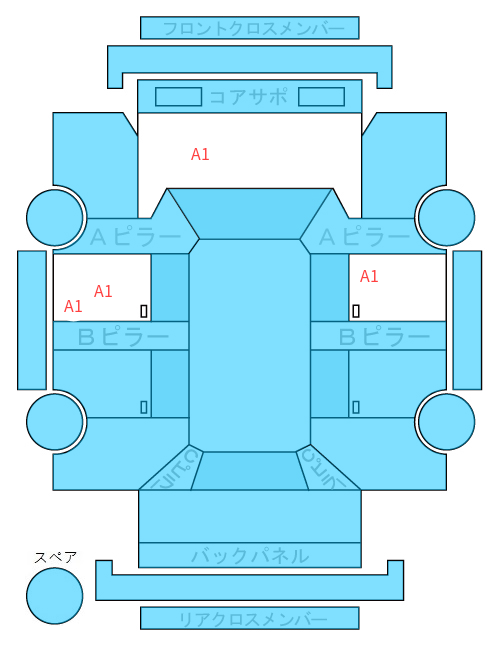 Body condition diagram (damage marks, Japanese labels)