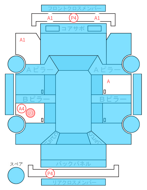 Body condition diagram (damage marks, Japanese labels)