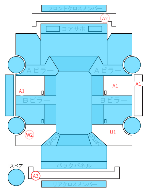 Body condition diagram (damage marks, Japanese labels)