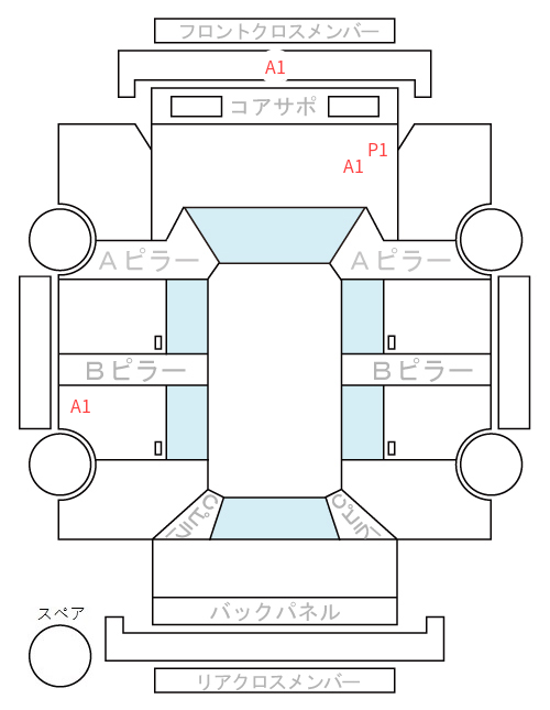 Body condition diagram (damage marks, Japanese labels)