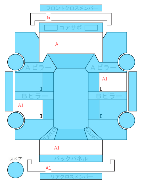 Body condition diagram (damage marks, Japanese labels)