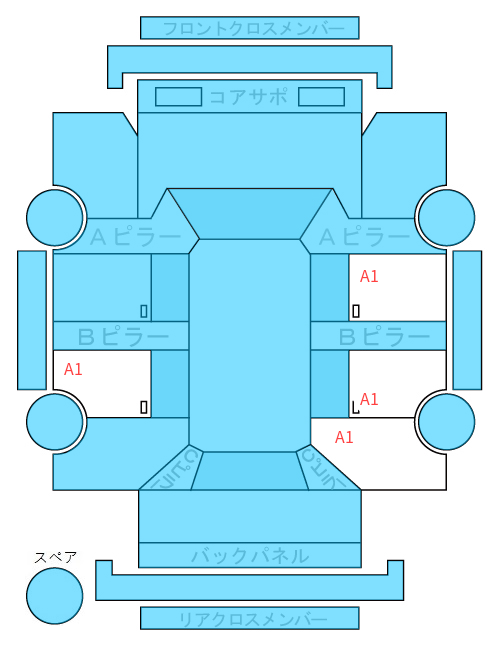 Body condition diagram (damage marks, Japanese labels)