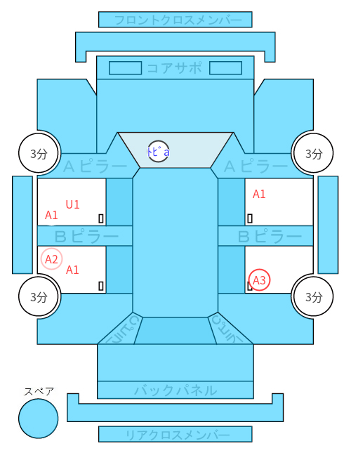 Body condition diagram (damage marks, Japanese labels)