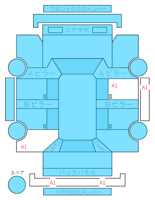 Body condition diagram (damage marks, Japanese labels)