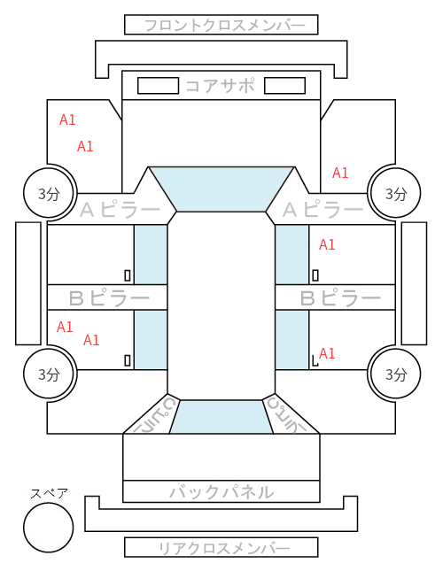 Body condition diagram (damage marks, Japanese labels)