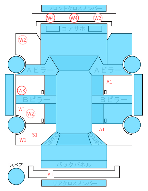 Body condition diagram (damage marks, Japanese labels)