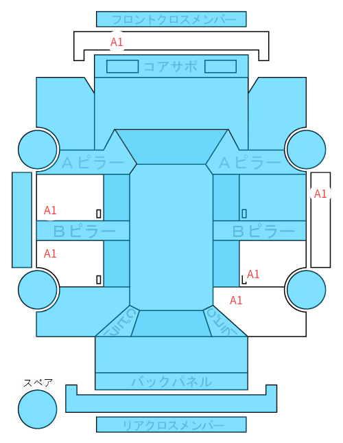 Body condition diagram (damage marks, Japanese labels)