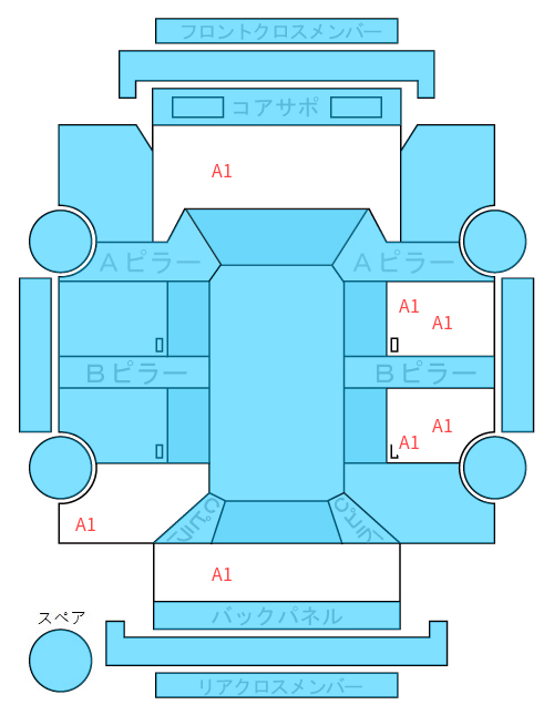 Body condition diagram (damage marks, Japanese labels)
