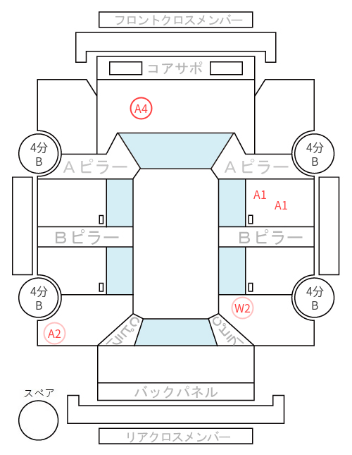 Body condition diagram (damage marks, Japanese labels)