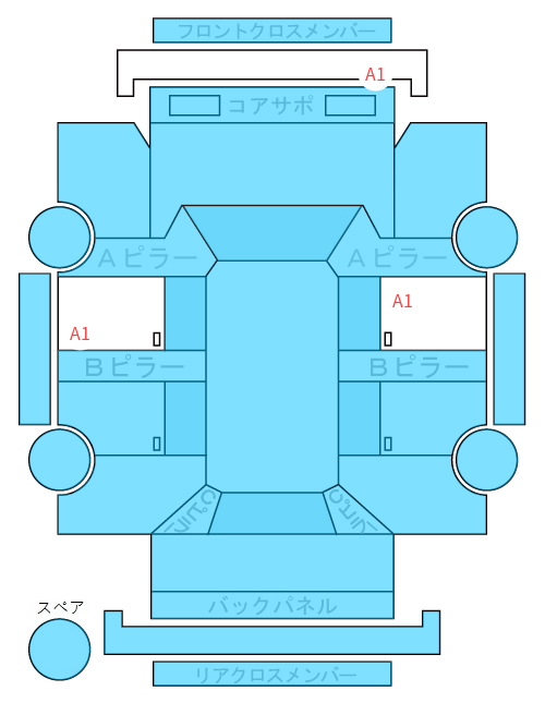 Body condition diagram (damage marks, Japanese labels)