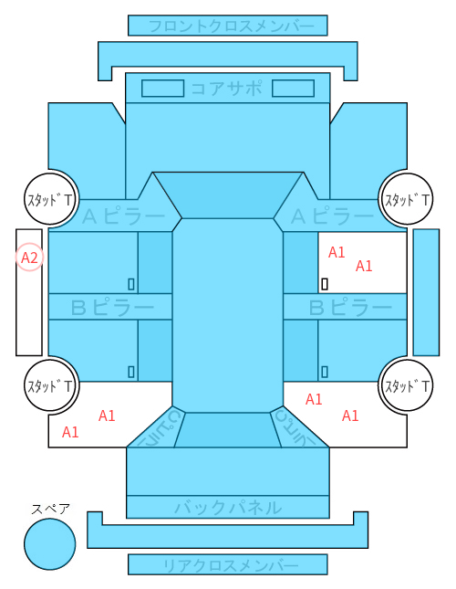 Body condition diagram (damage marks, Japanese labels)