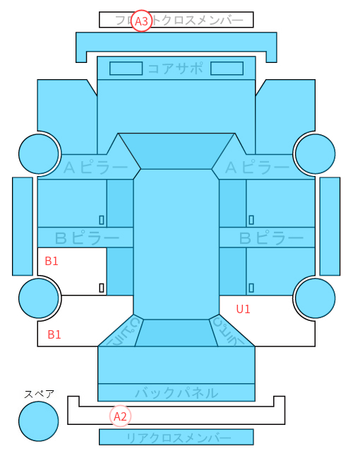 Body condition diagram (damage marks, Japanese labels)