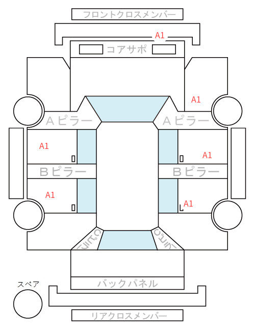 Body condition diagram (damage marks, Japanese labels)