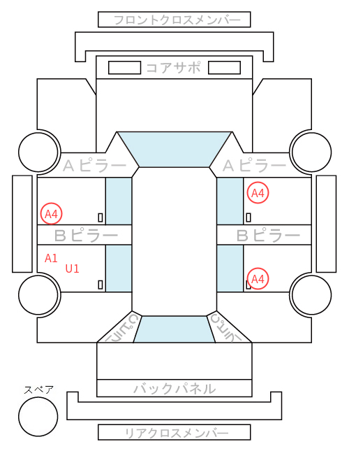 Body condition diagram (damage marks, Japanese labels)