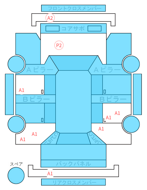 Body condition diagram (damage marks, Japanese labels)