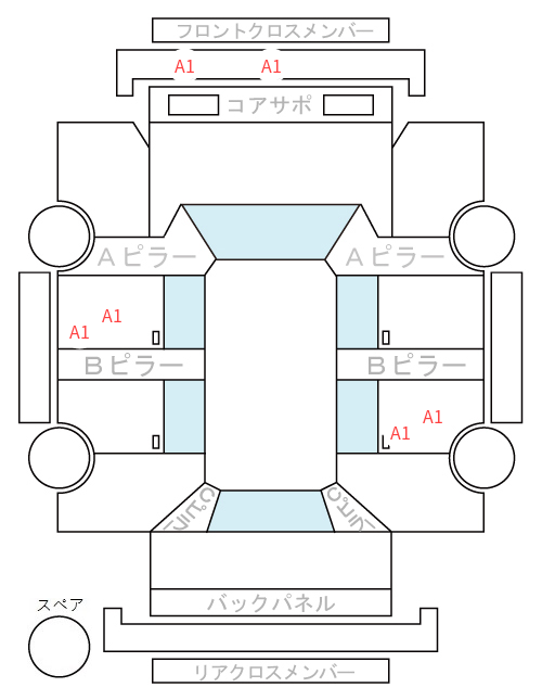 Body condition diagram (damage marks, Japanese labels)