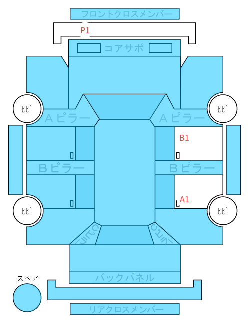 Body condition diagram (damage marks, Japanese labels)