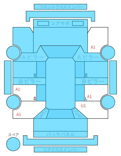 Body condition diagram (damage marks, Japanese labels)