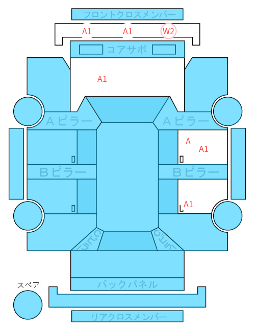 Body condition diagram (damage marks, Japanese labels)