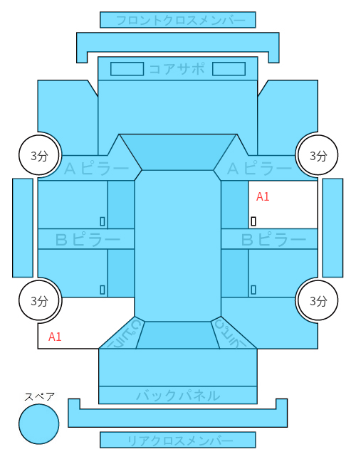 Body condition diagram (damage marks, Japanese labels)