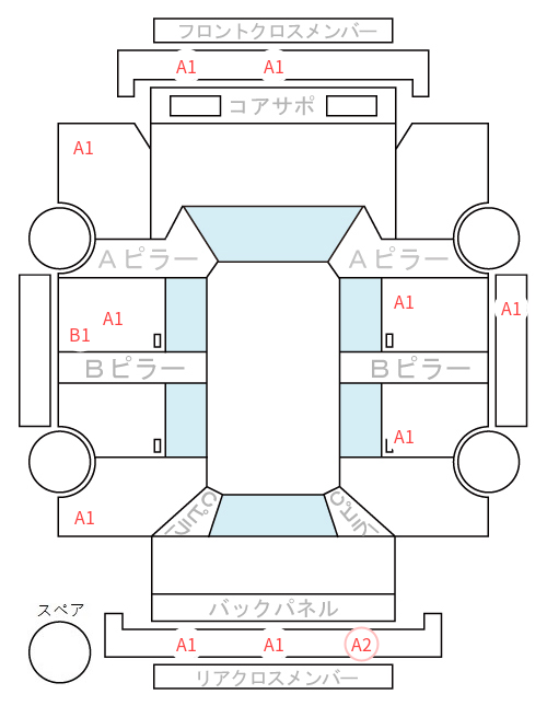 Body condition diagram (damage marks, Japanese labels)