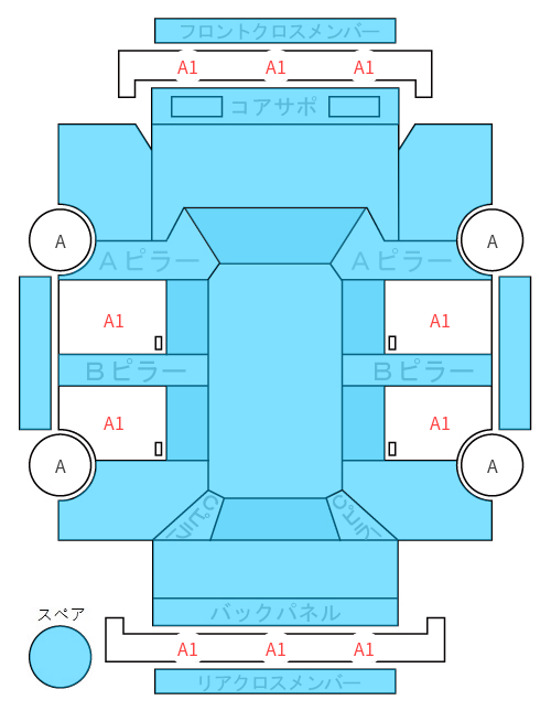 Body condition diagram (damage marks, Japanese labels)