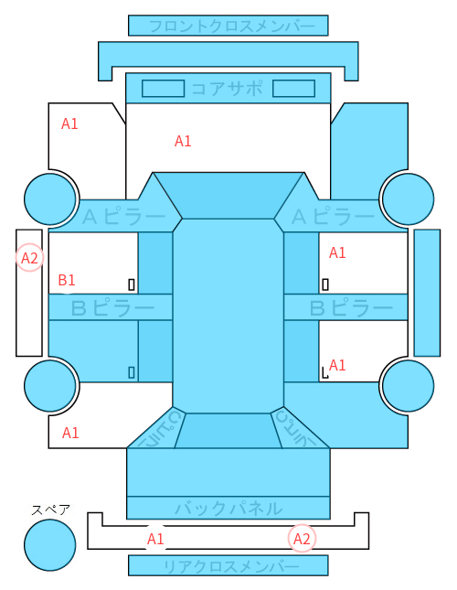 Body condition diagram (damage marks, Japanese labels)