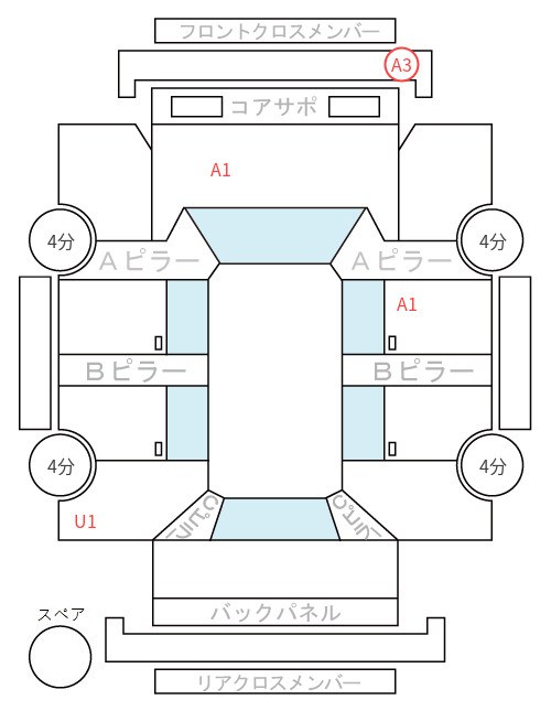Body condition diagram (damage marks, Japanese labels)
