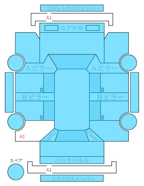 Body condition diagram (damage marks, Japanese labels)