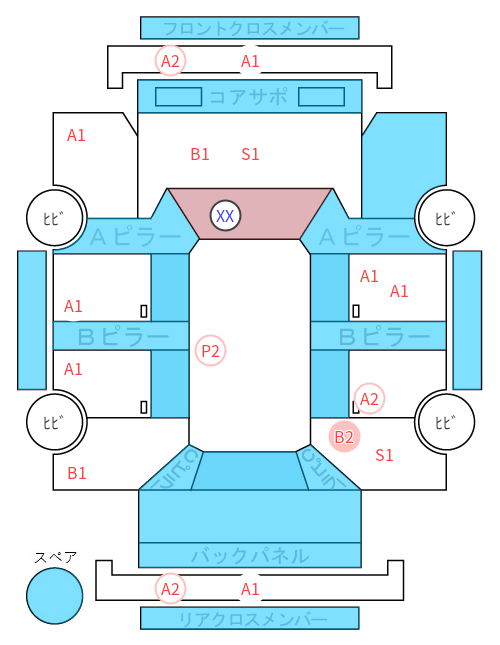 Body condition diagram (damage marks, Japanese labels)